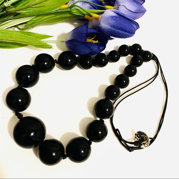 🌺Ralph Lauren black bold Bubble Bib Necklace - Picture 3 of 11